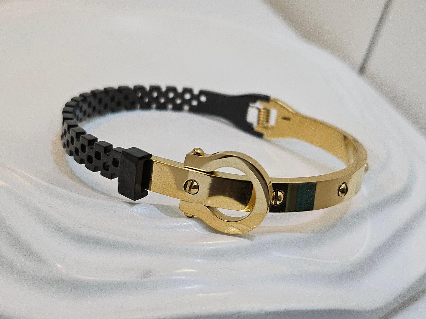 Black & Golden lock bracelet