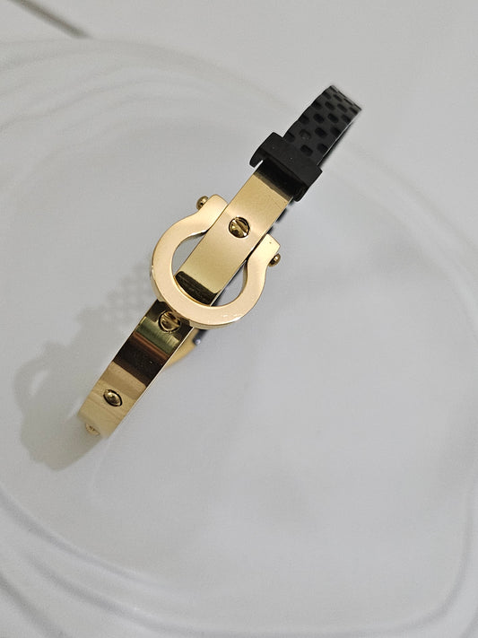 Black & Golden lock bracelet