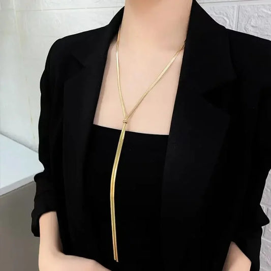 Gold Drape Lariat Necklace