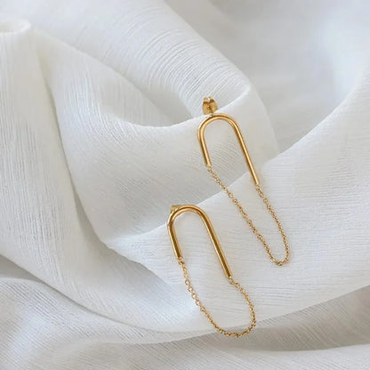 golden loop chain earrings