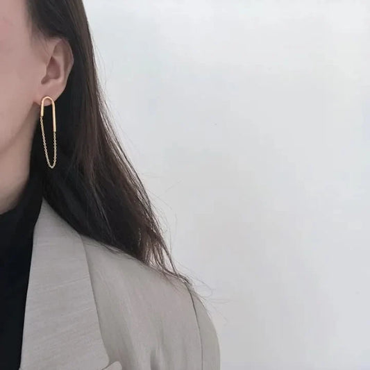 golden loop chain earrings