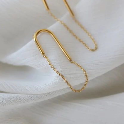 golden loop chain earrings