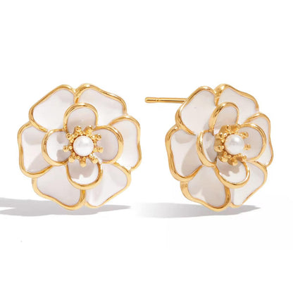 CAMELLIA PEARL BLOOM STUDS